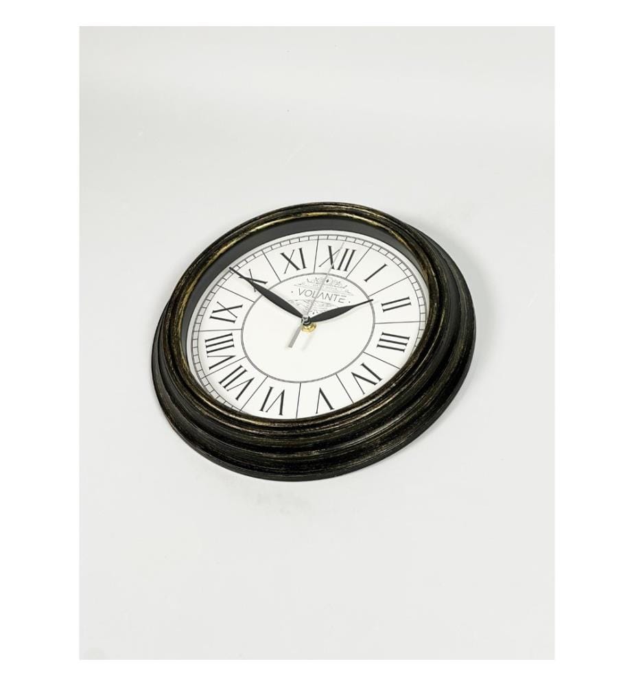 Decorative Wall Clock, Gold, Black, 100% PLASTIC