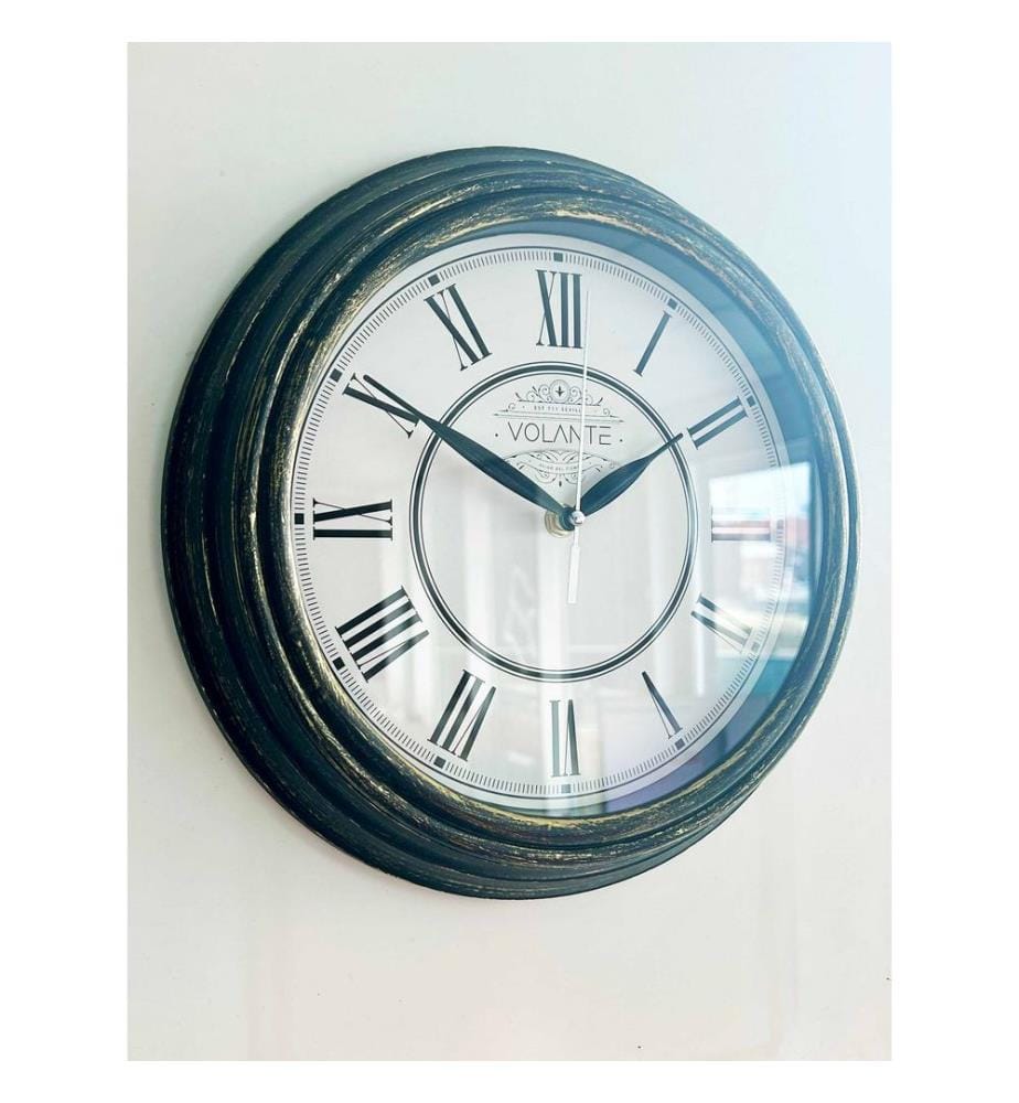 Decorative Wall Clock, Gold, Black, 100% PLASTIC