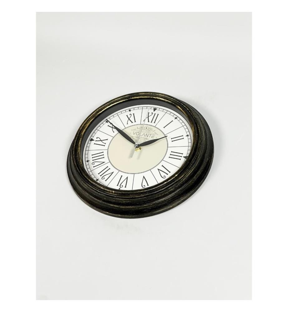 Decorative Wall Clock, Gold, Black, 100% PLASTIC