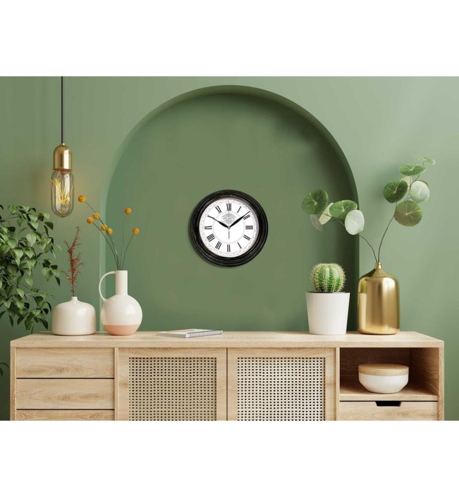 Decorative Wall Clock, Gold, Black, 100% PLASTIC