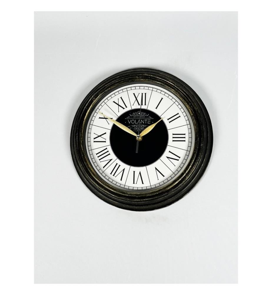 Decorative Wall Clock, Gold, Black, 100% PLASTIC