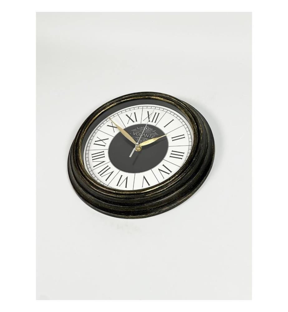 Decorative Wall Clock, Gold, Black, 100% PLASTIC