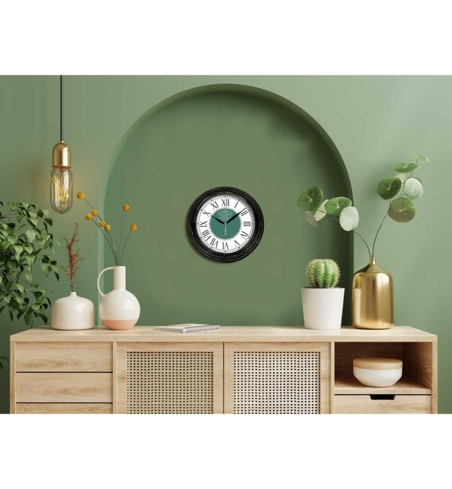 Decorative Wall Clock, Gold, Black, 100% PLASTIC