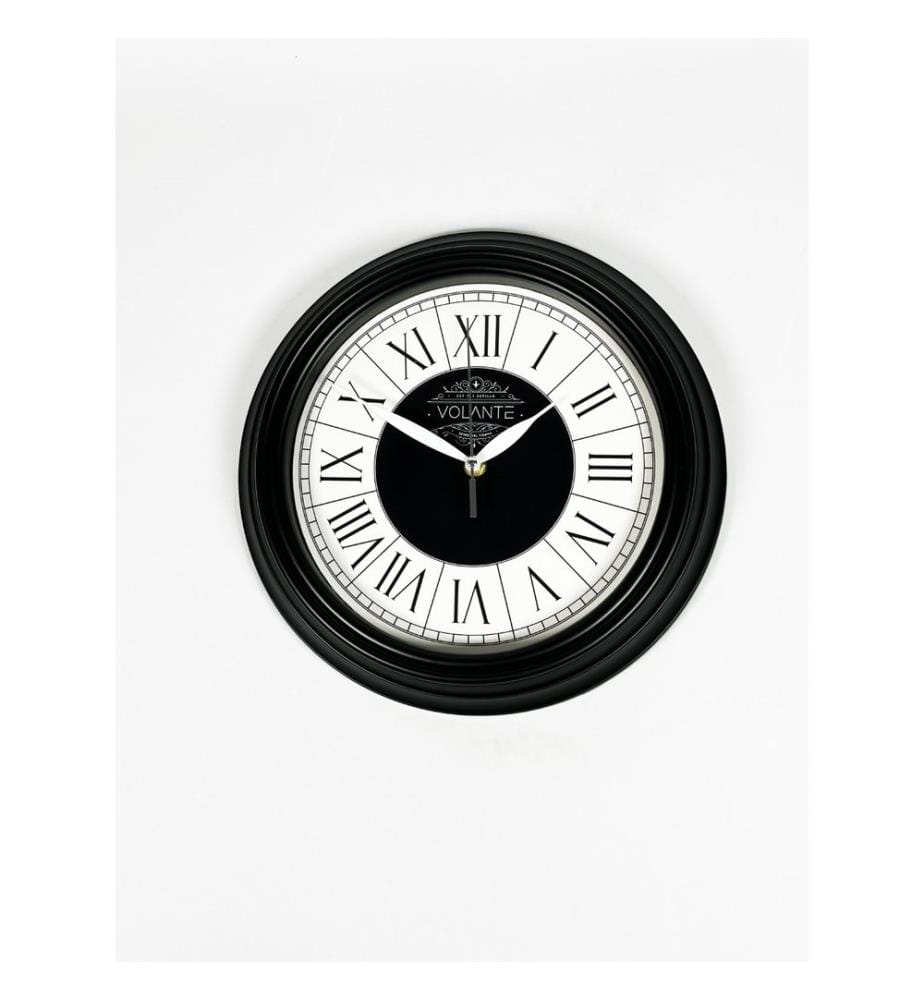 Decorative Wall Clock, Black, White, 100% PLASTIC
