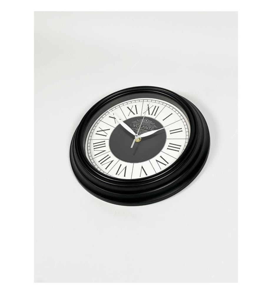 Decorative Wall Clock, Black, White, 100% PLASTIC