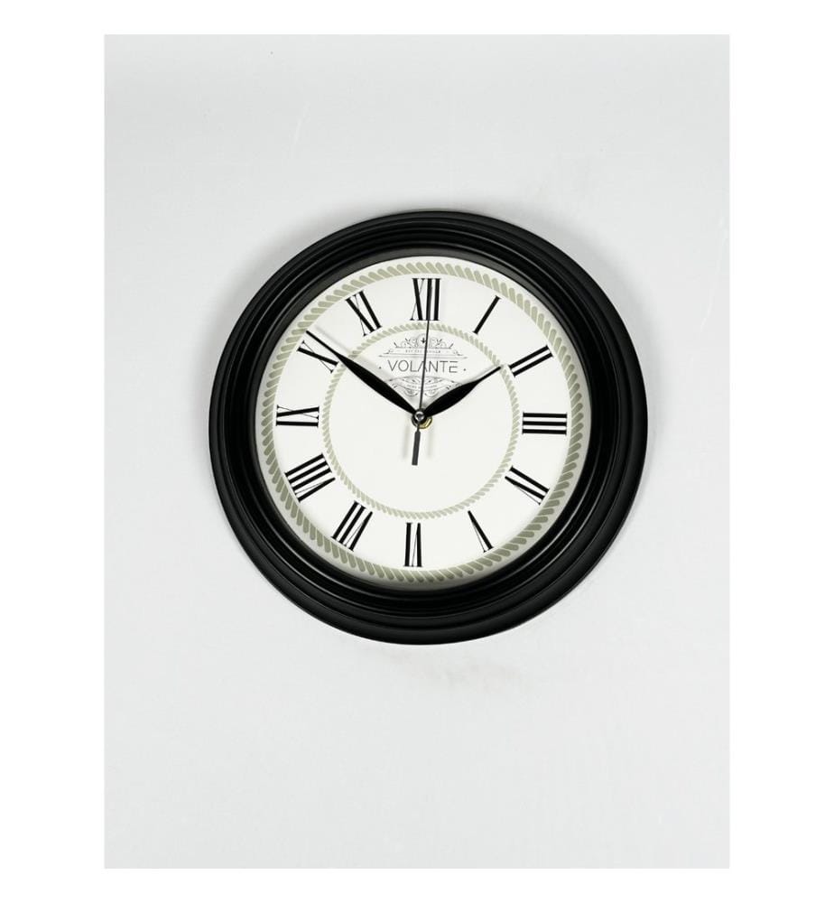 Decorative Wall Clock, Black, 100% PLASTIC