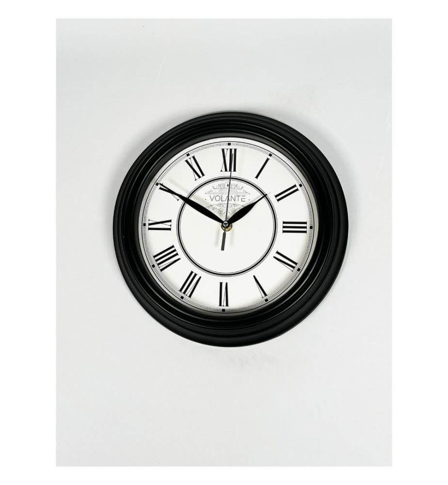 Decorative Wall Clock, Black, 100% PLASTIC