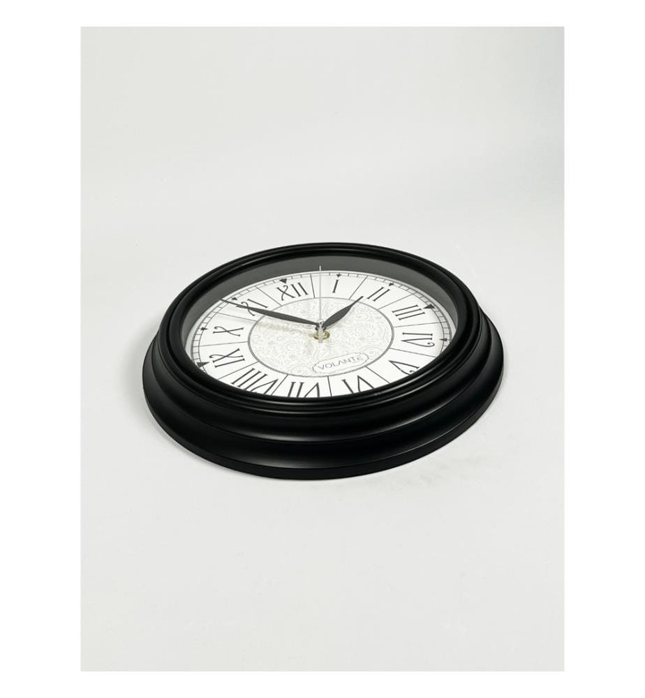 Decorative Wall Clock, Black, 100% PLASTIC