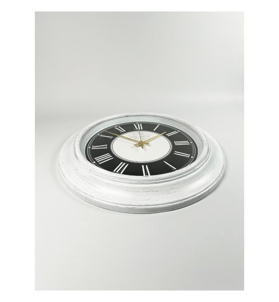 Decorative Wall Clock, Black, White, Gold, 100% PLASTIC
