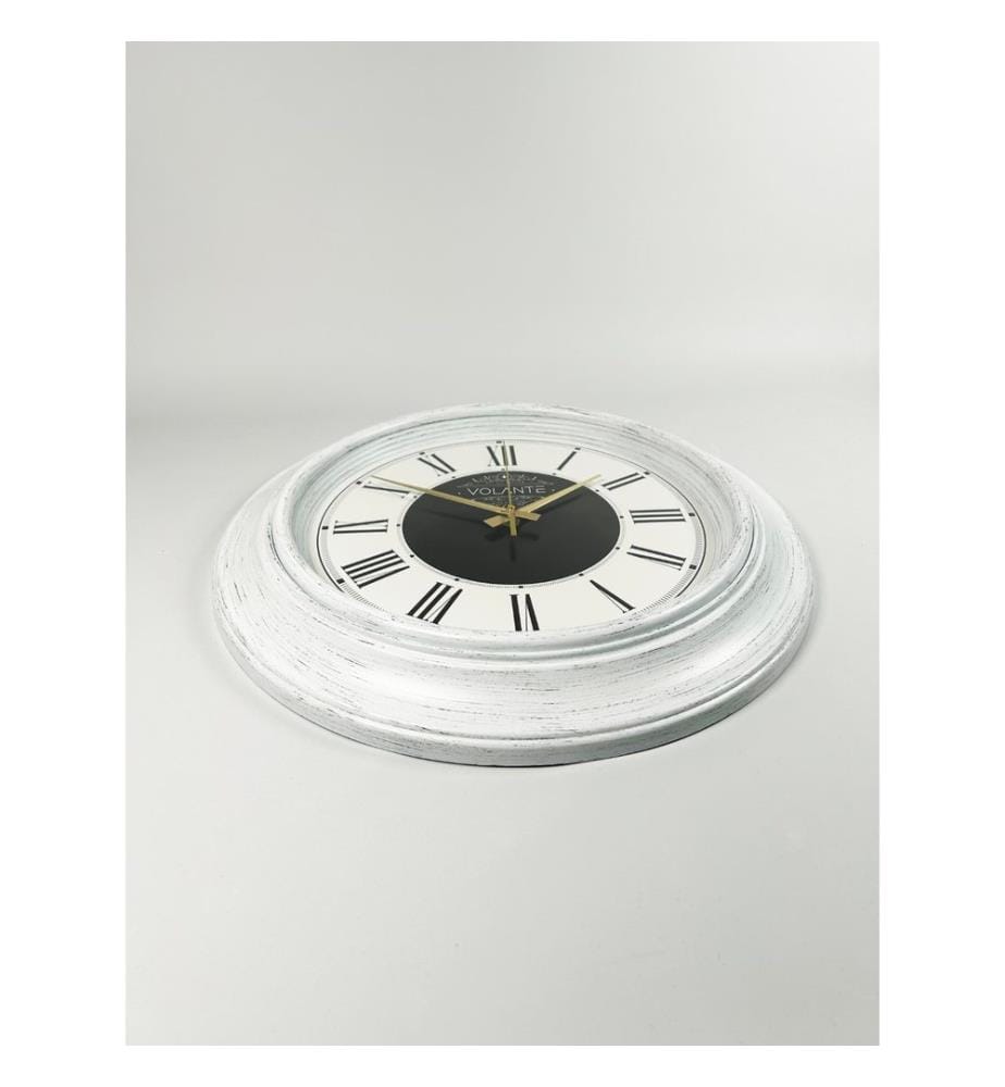 Decorative Wall Clock, Black, White, Gold, 100% PLASTIC