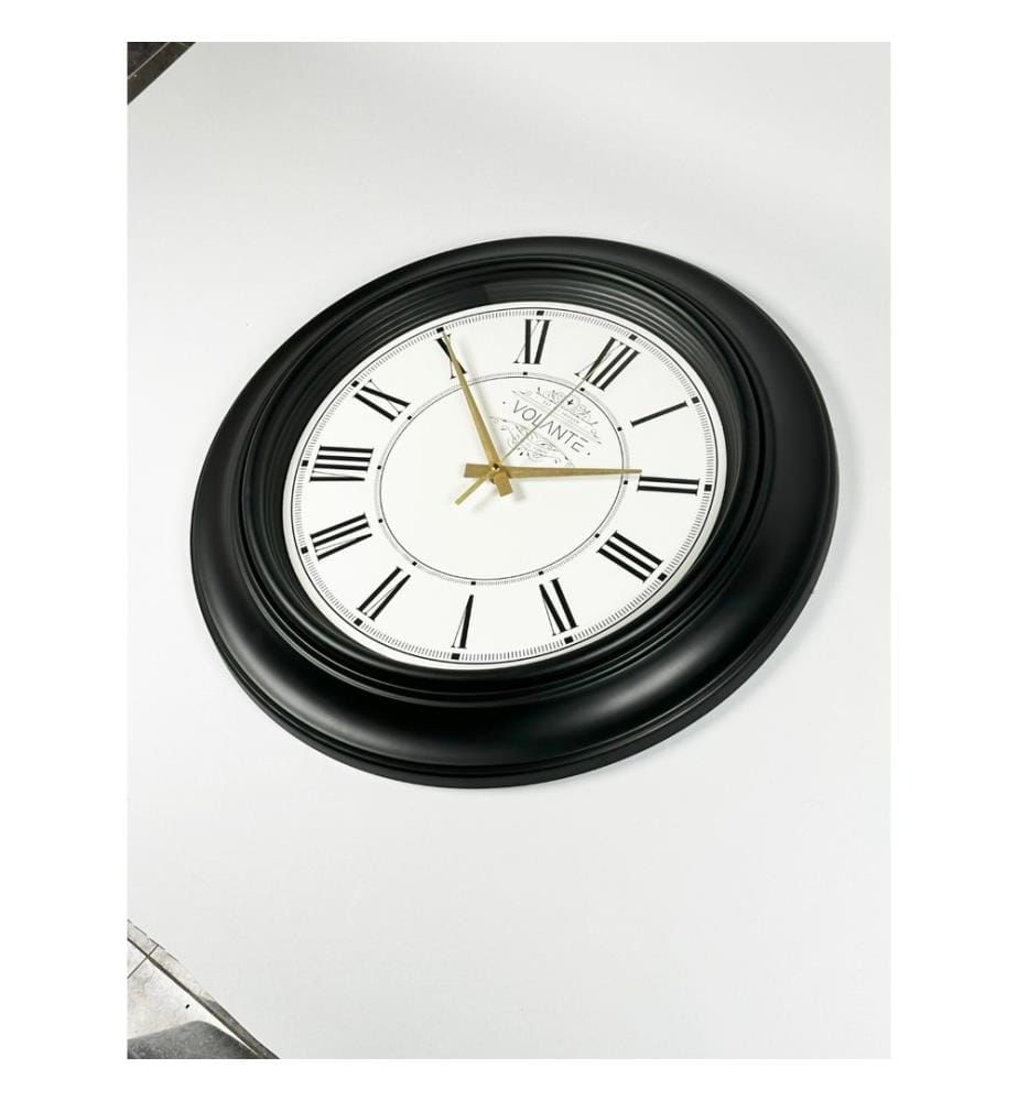 Decorative Wall Clock, Black, Gold, 100% PLASTIC
