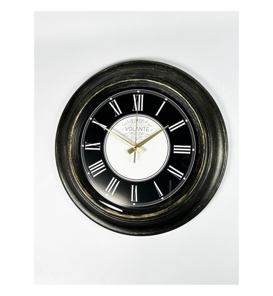 Decorative Wall Clock, Gold, Black, 100% PLASTIC