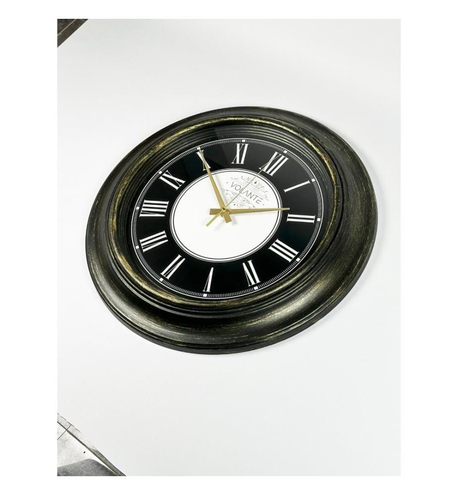 Decorative Wall Clock, Gold, Black, 100% PLASTIC