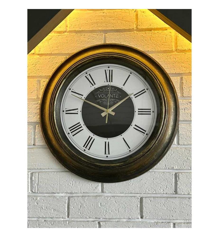 Decorative Wall Clock, Gold, Black, 100% PLASTIC
