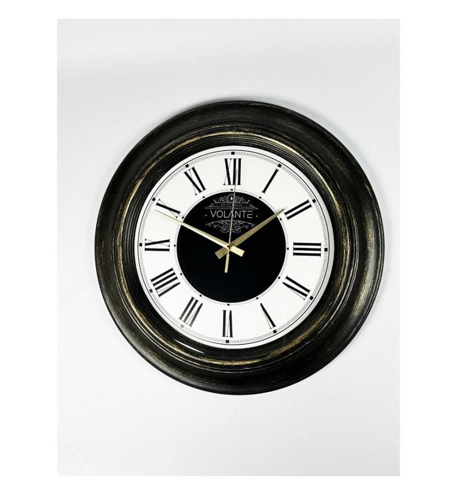 Decorative Wall Clock, Gold, Black, 100% PLASTIC