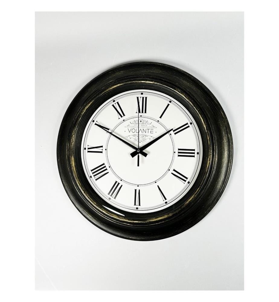 Decorative Wall Clock, Gold, Black, 100% PLASTIC