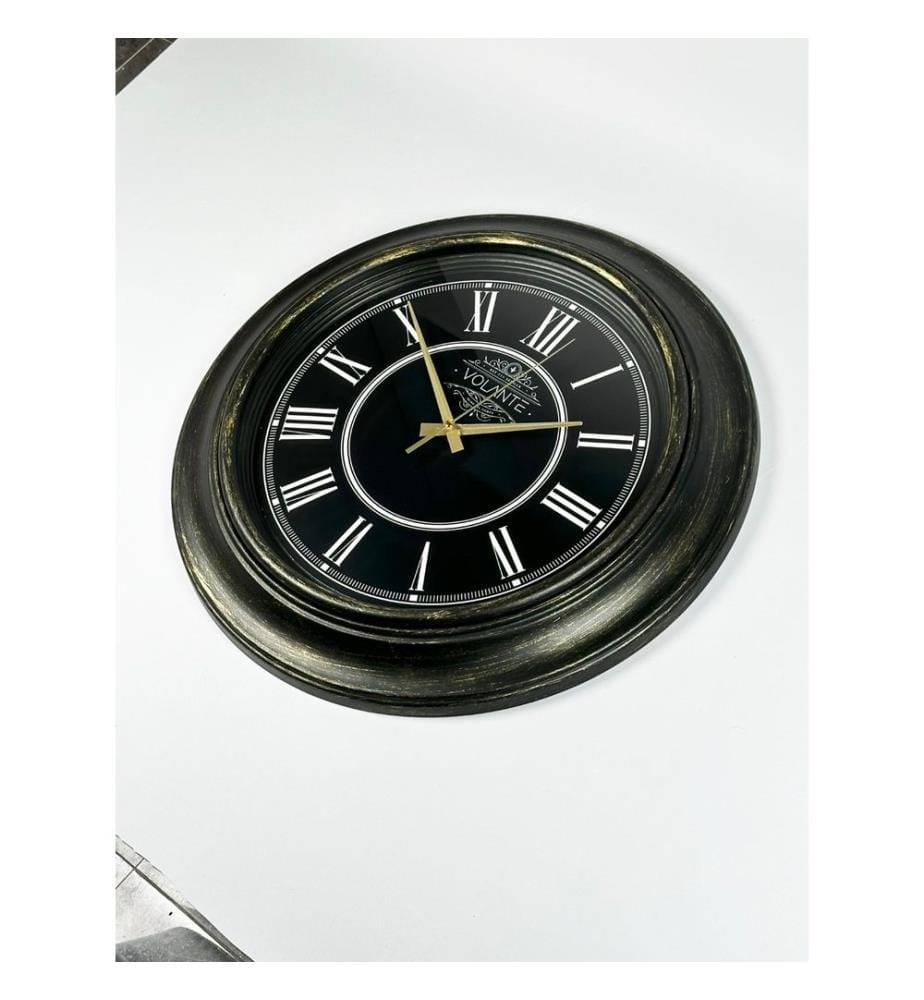 Decorative Wall Clock, Gold, Black, 100% PLASTIC