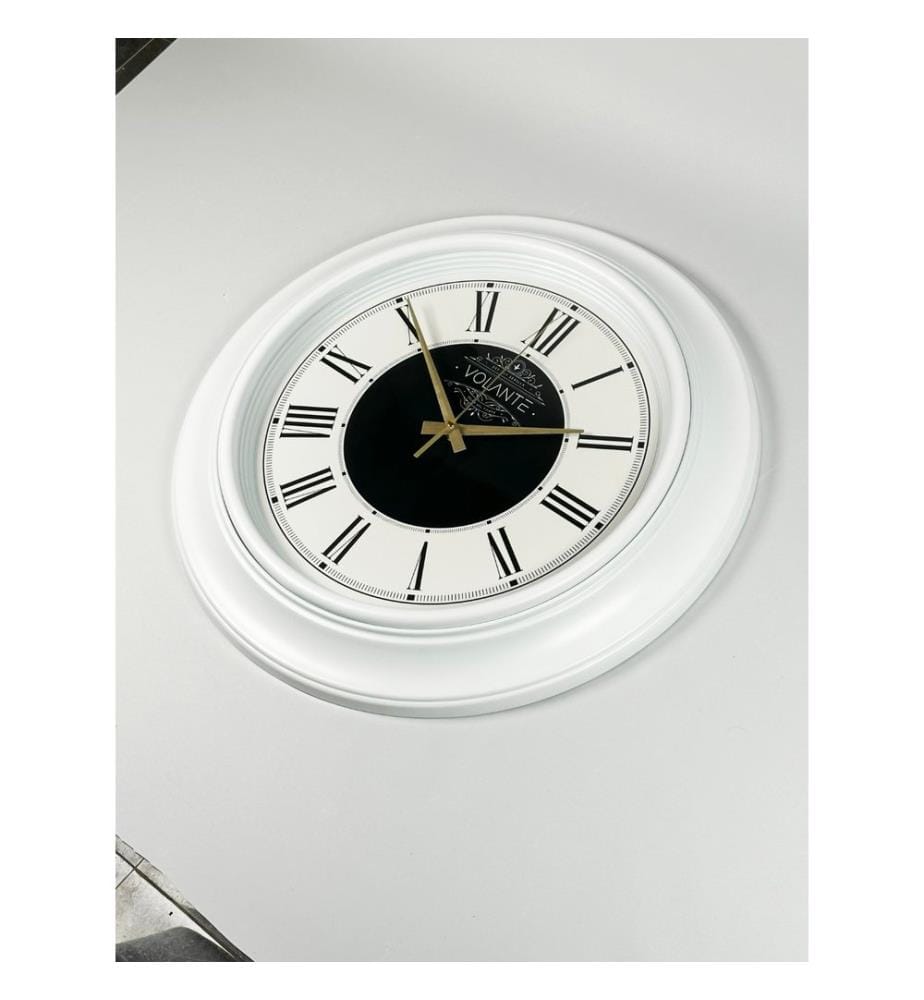 Decorative Wall Clock, White, Gold, 100% PLASTIC