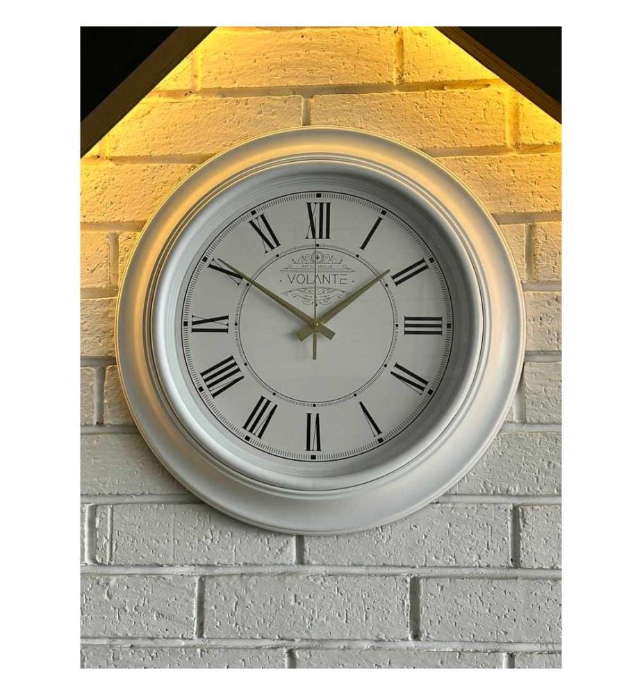Decorative Wall Clock, White, Gold, 100% PLASTIC