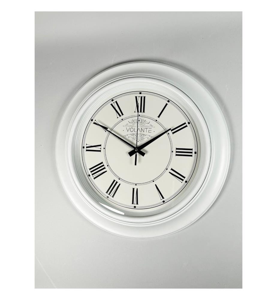Decorative Wall Clock, White, Black, 100% PLASTIC