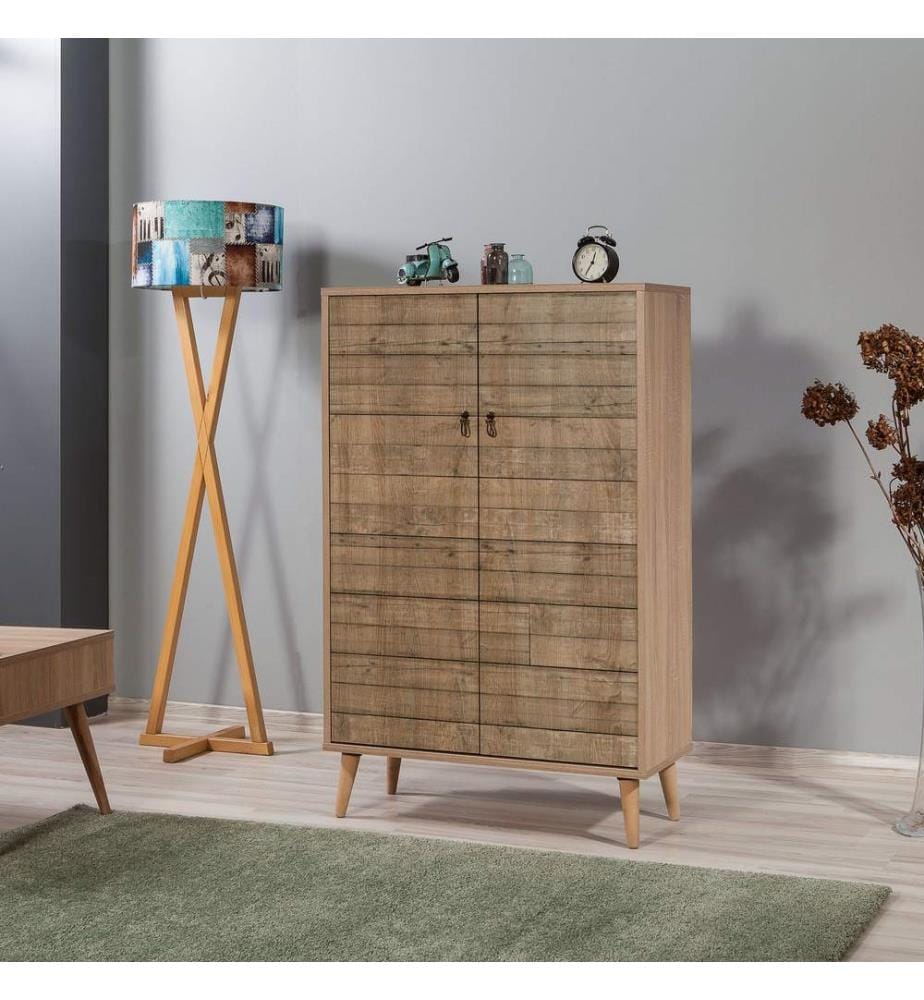 Sonomo, Armadi Per Scarpe, 127X80X36 cm, Piastra Di Particelle Con Rivestimento A Melamina