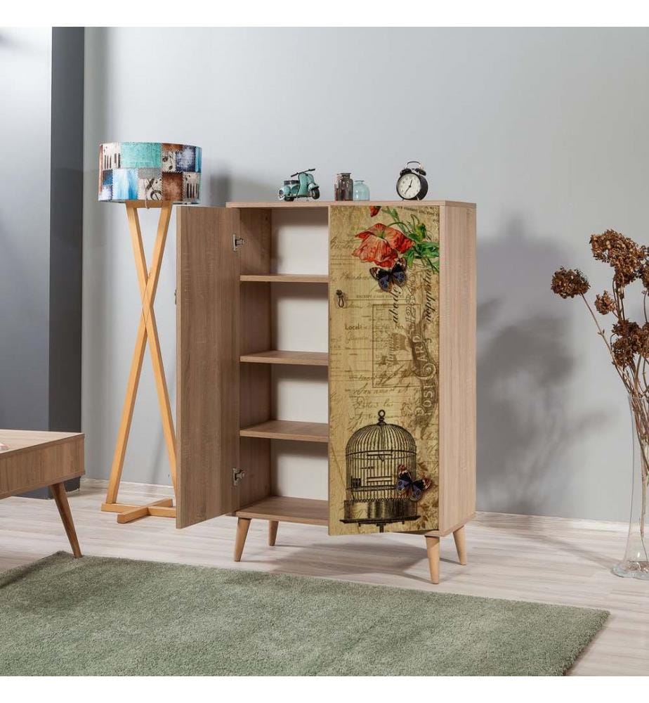 Sonomo, Armadi Per Scarpe, 127X80X36 cm, Piastra Di Particelle Con Rivestimento A Melamina