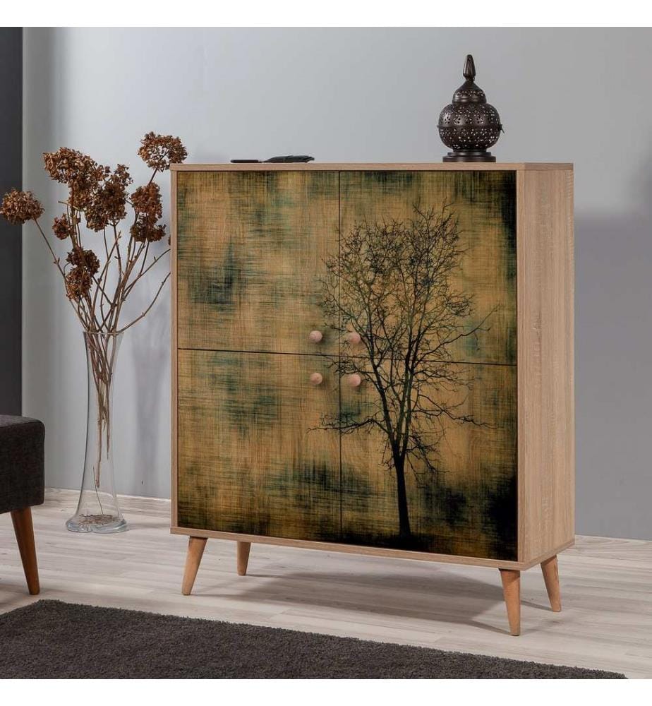 Sonomo, Armadi Per Scarpe, 111X95X36 cm, Piastra Di Particelle Con Rivestimento Melamina