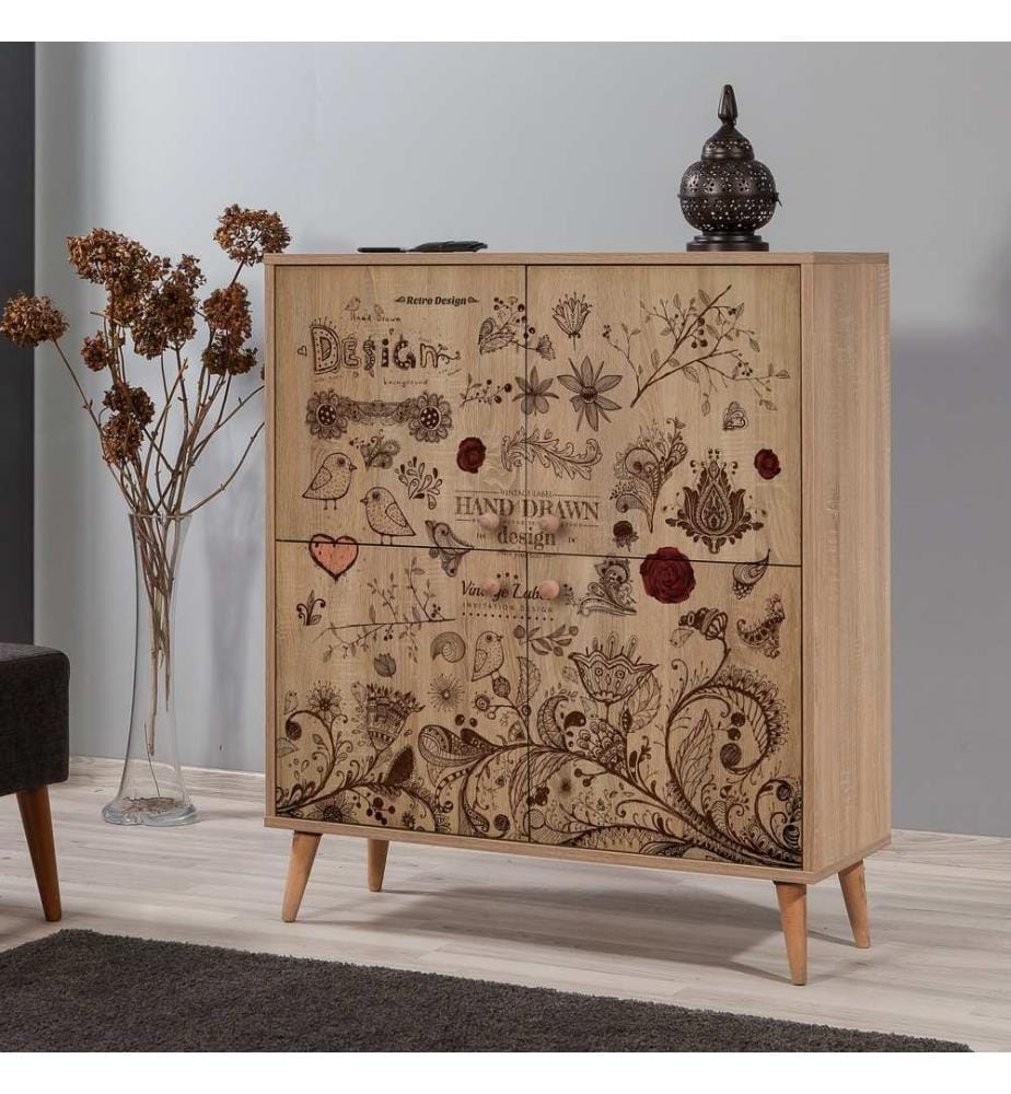 Sonomo, Armadietti Per Scarpe, 111X95X36 cm, Pannello Di Particelle Rivestito In Melamina