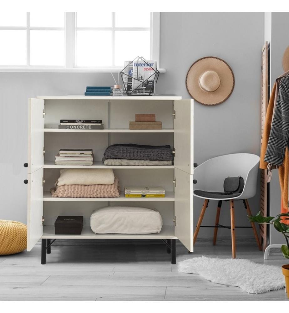Multiuso Cabinet, Bianco Marrone Viola Piastra Di Particelle Giallo, Di Melamina