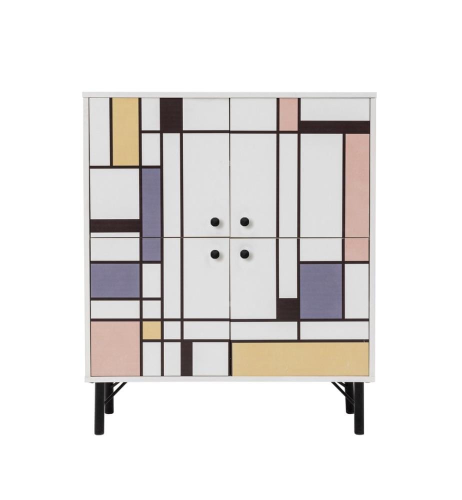 Multiuso Cabinet, Bianco Marrone Viola Piastra Di Particelle Giallo, Di Melamina