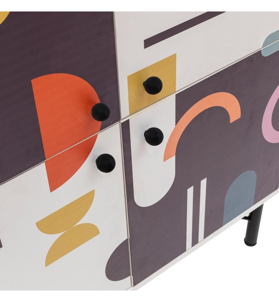 Multiuso Cabinet, Bianco Marrone Viola Senape, Piastra Di Particelle Rivestita