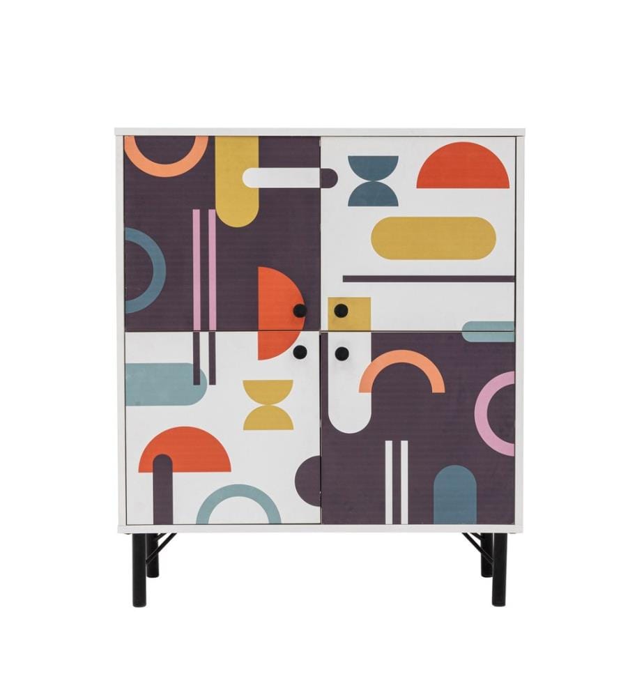 Multiuso Cabinet, Bianco Marrone Viola Senape, Piastra Di Particelle Rivestita