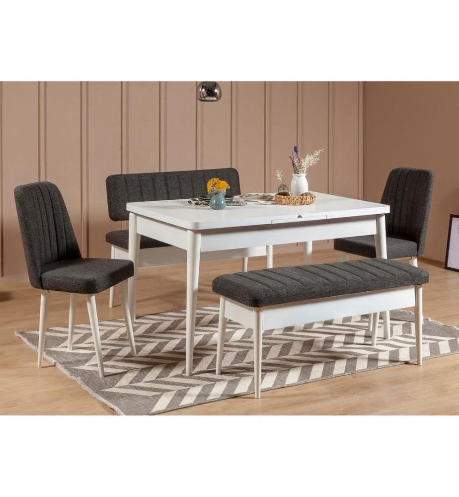 Bianco, Antracite, Panchine, 85X110X46 cm, Piastra Di Particelle Rivestita Di Melamina