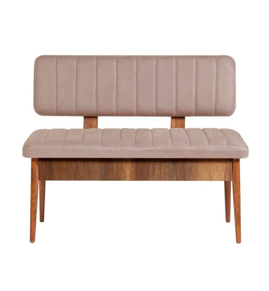 Bench, WalnutStone, Melamine Coated Particle Board, Velvet Fabric Material