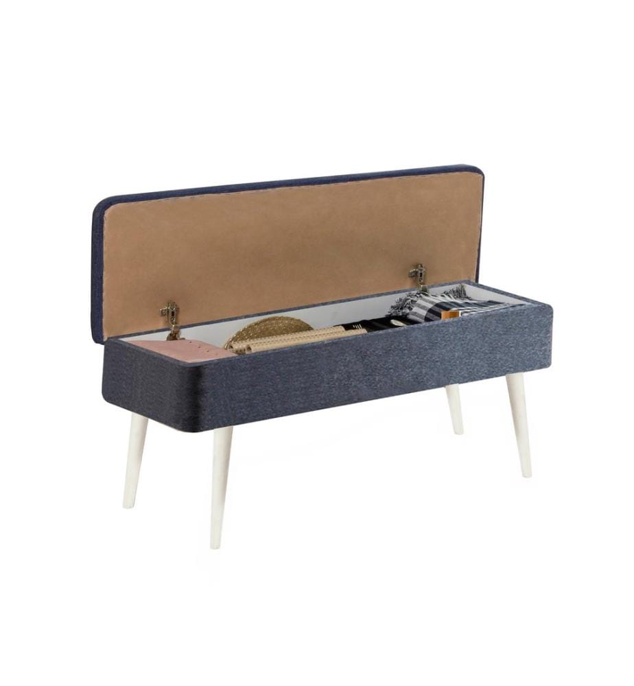 Banc, blanc, bleu foncé, panneau de particules mélaminé