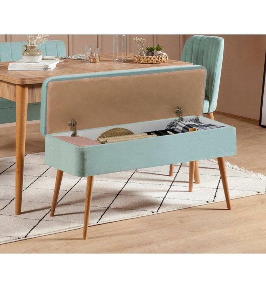 Ensemble table et chaises à rallonges, 4 pièces, pin atlantique, vert pistache, panneau de particules mélaminé