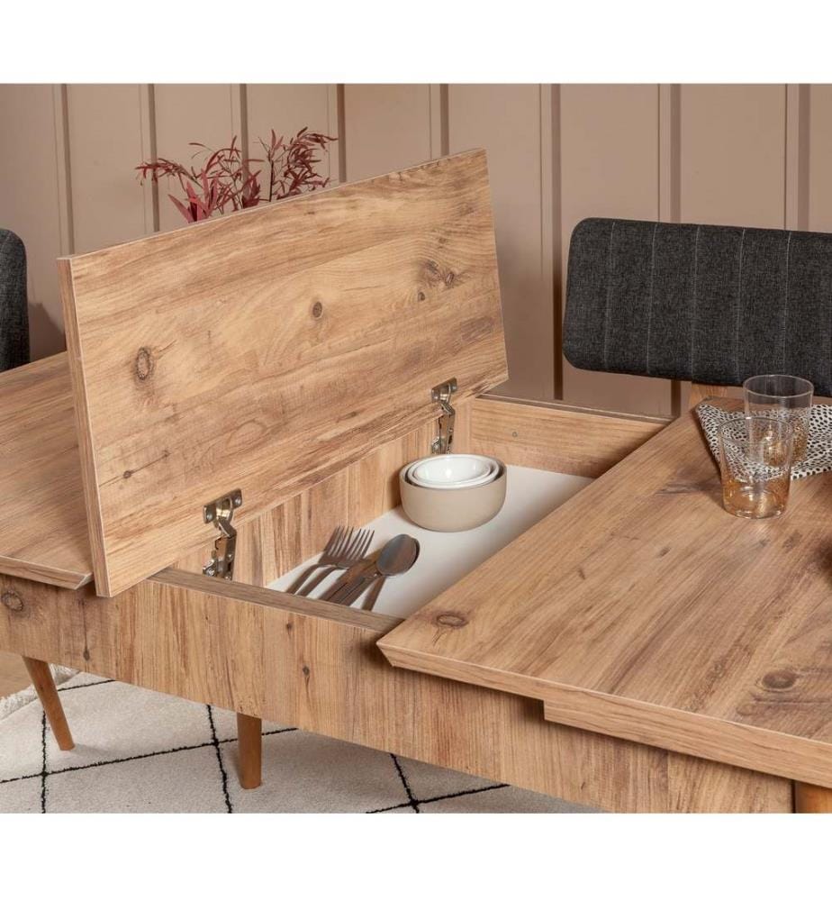 Ensemble table et chaises à rallonges, 5 pièces, pin atlantique, anthracite, panneau de particules mélaminé