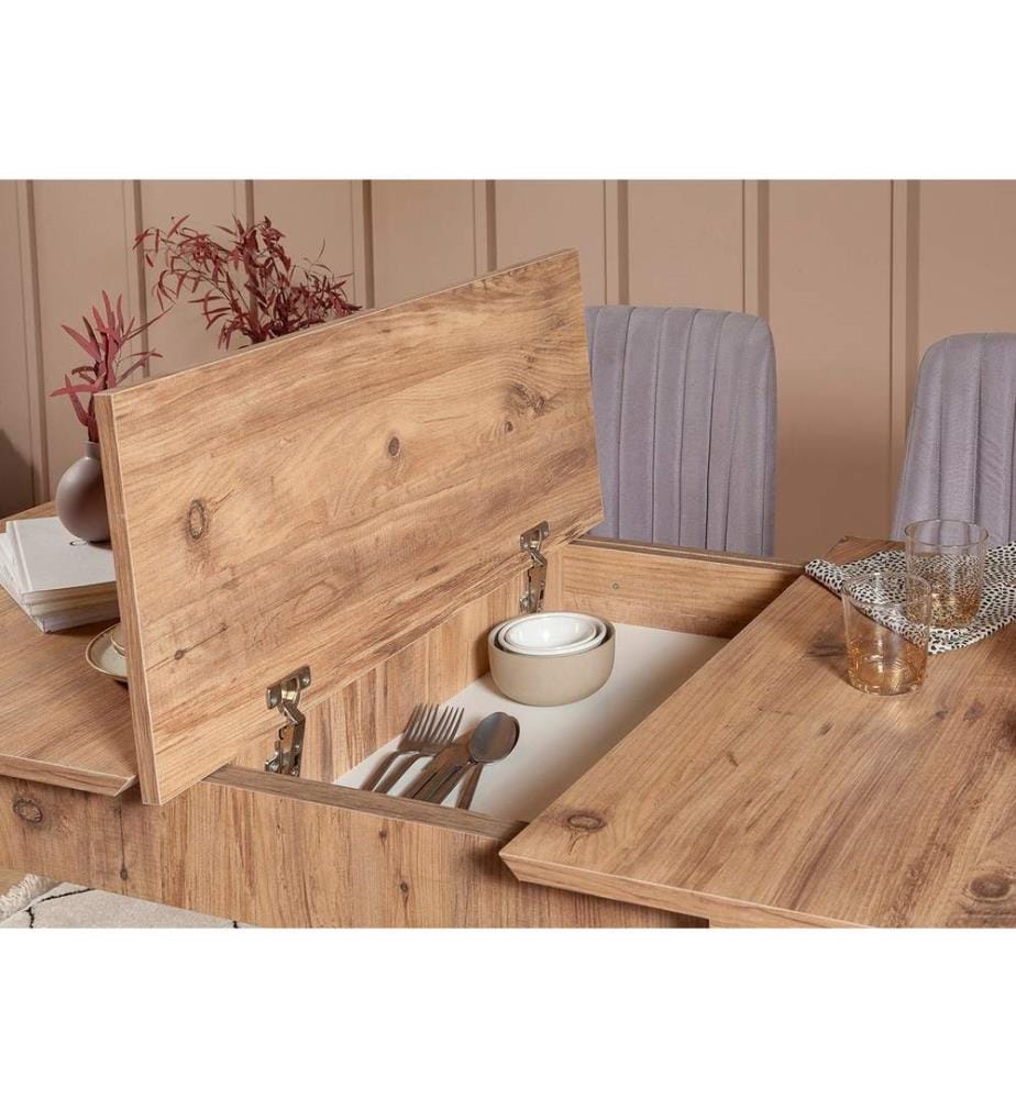 Ensemble table et chaises à rallonges, 5 pièces, pin atlantique, gris, panneau de particules mélaminé