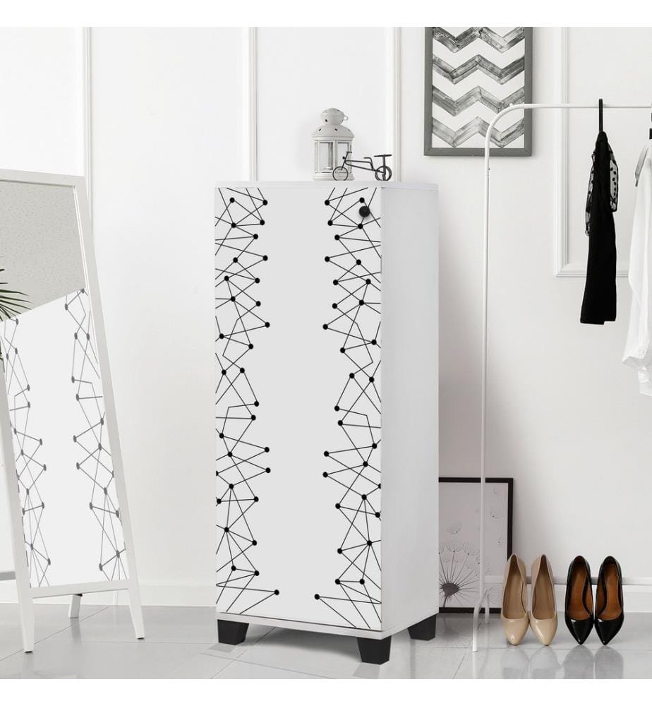 Weiss,Schwarz, Schuhschränke, 127X50X38 cm, Melaminbeschichtete Partikelplatte