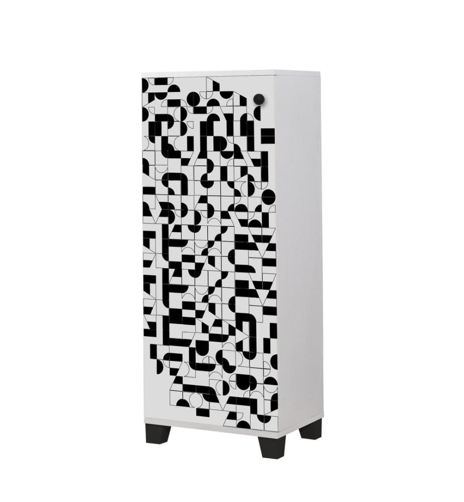 Bianco, Nero, Armadi Per Scarpe, 127X50X38 cm, Piastra Di Particelle Con Rivestimento Melamina