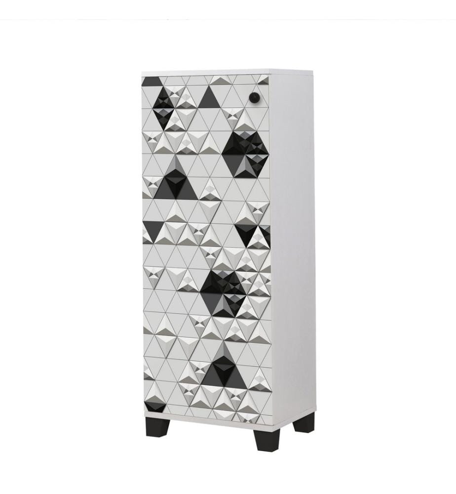 Blanc, Noir, Armoires À Chaussures, 127X50X38 cm, Plaque De Particules Enrobée De Mélamine