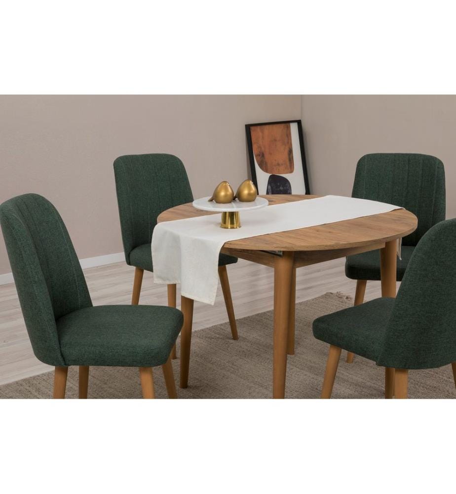 Ensemble table et chaises à rallonges, 5 pièces, pin atlantique, vert, panneau de particules mélaminé