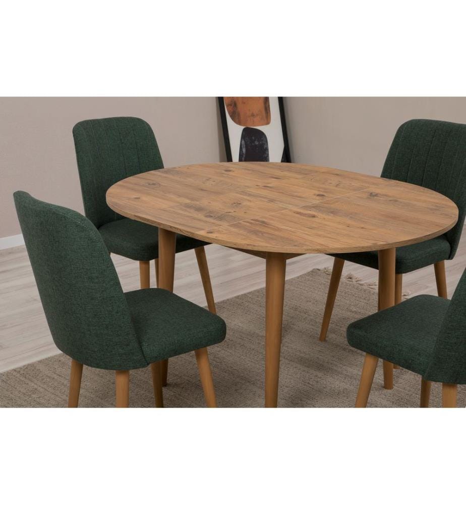 Ensemble table et chaises à rallonges, 5 pièces, pin atlantique, vert, panneau de particules mélaminé