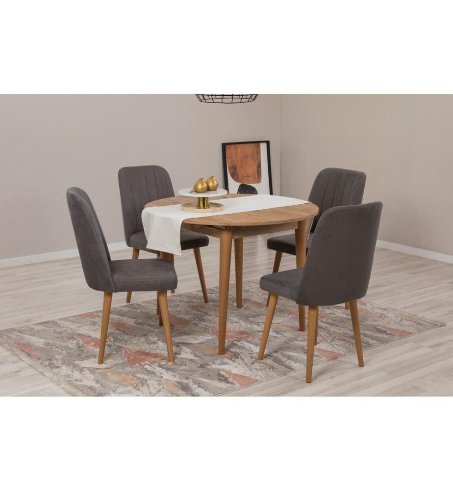 Ensemble table et chaises à rallonges, 5 pièces, pin atlantique, anthracite, panneau de particules mélaminé