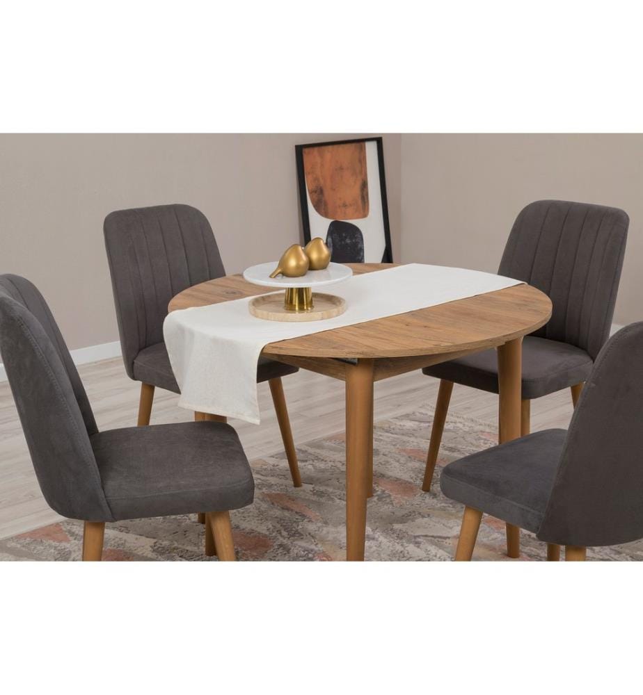 Ensemble table et chaises à rallonges, 5 pièces, pin atlantique, anthracite, panneau de particules mélaminé