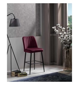 Ensemble de tabourets de bar, 4 pièces, rouge bordeaux, noir, panneau de particules mélaminé, tissu : Polyester