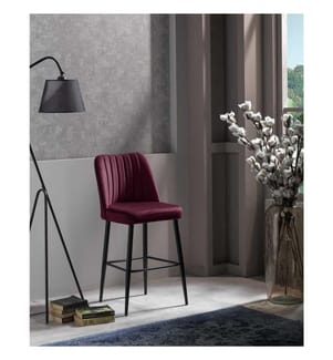 Barhocker-Set , 4 Stück, bordeauxrot, schwarz, Melaminbeschichtete Spanplatte, Stoff: Polyester