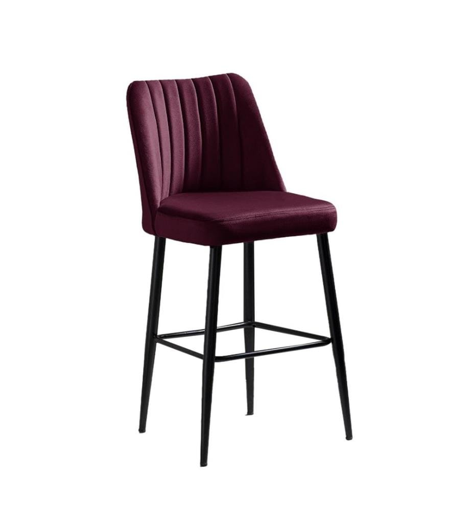 Barhocker-Set , 4 Stück, bordeauxrot, schwarz, Melaminbeschichtete Spanplatte, Stoff: Polyester