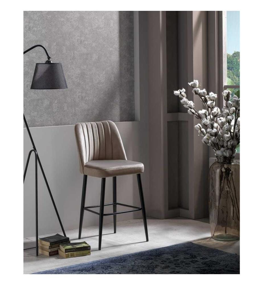 Barhocker-Set , 4 Stück, Cappuccino, Schwarz, Melaminbeschichtete Spanplatte, Stoff: Polyester