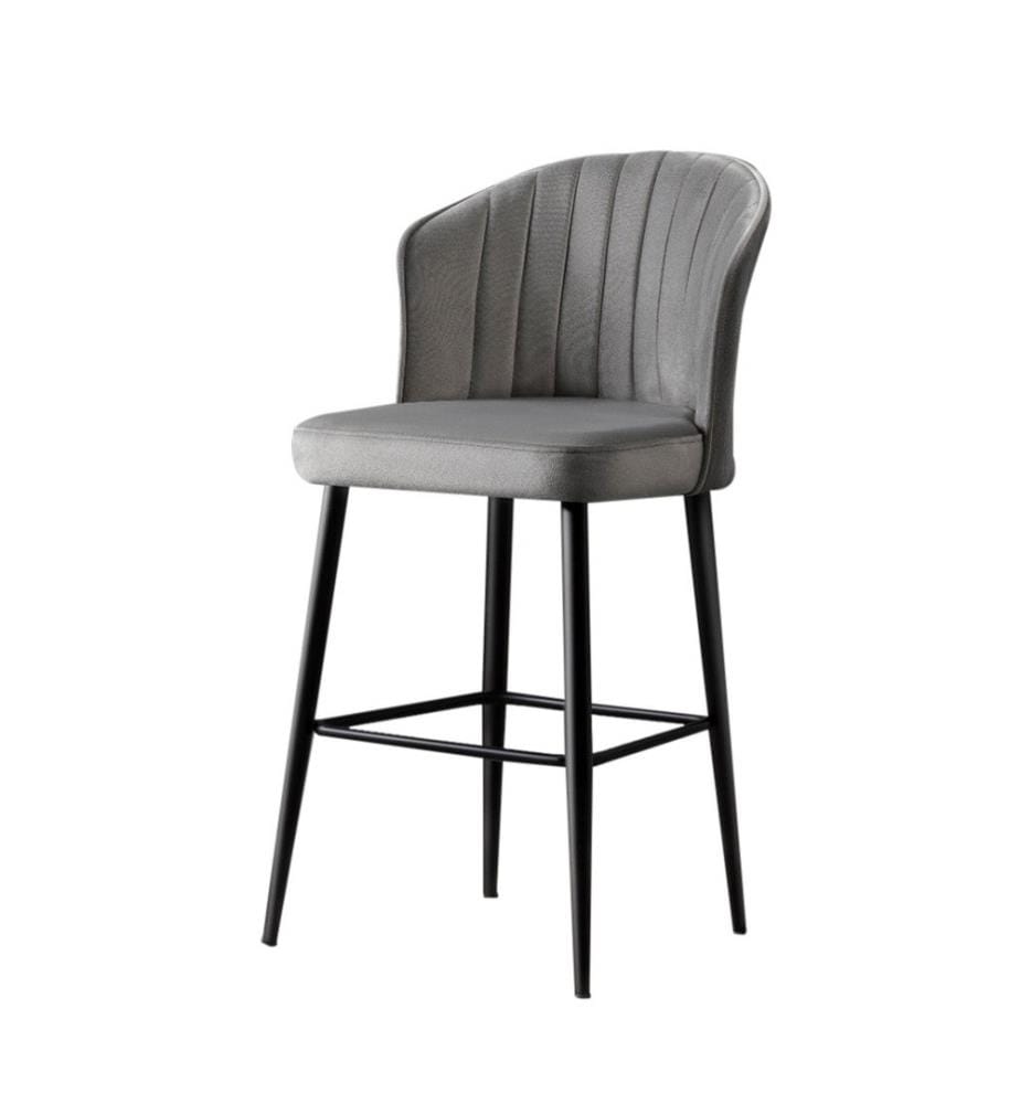 Barhocker-Set , 4 Stück, Grau, Schwarz, Melaminbeschichtete Spanplatte, Stoff: Polyester